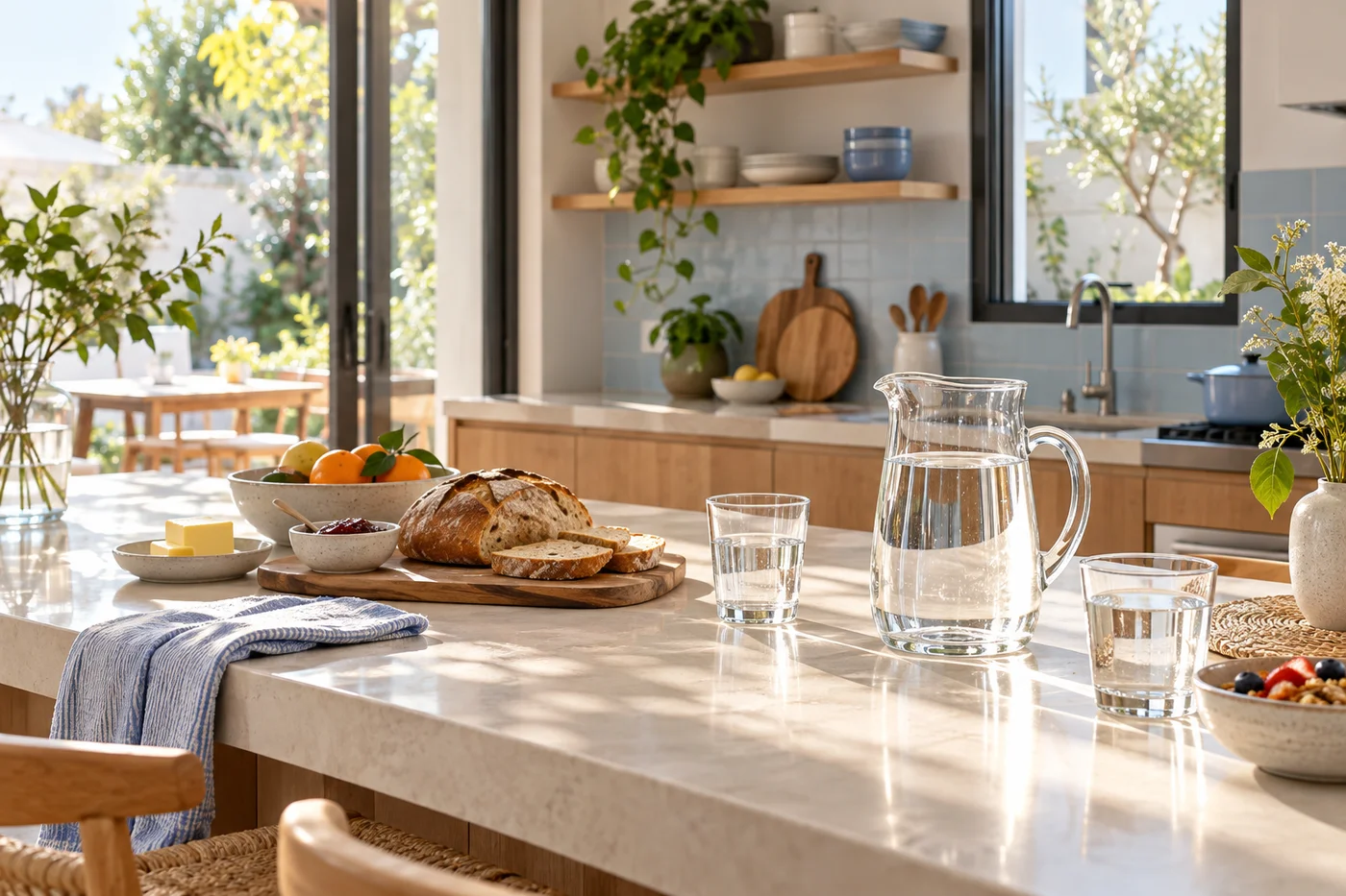 Cocina residencial con un punto de agua